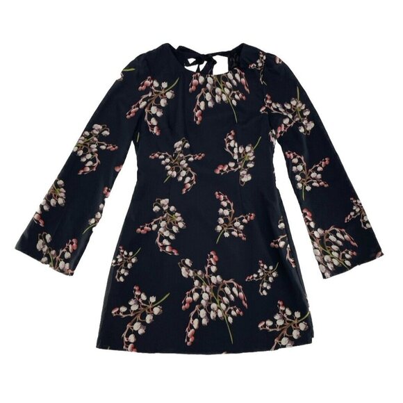 NWT MM Couture By Miss Me Chiffon Floral Bell Sleeve Dress Tie Back Sz M Boho - Picture 1 of 13